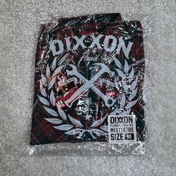 Dixxon Shirt Mens Medium Green Plaid Mistletoe Flannel Button Down Long Sleeve - Picture 10 of 11